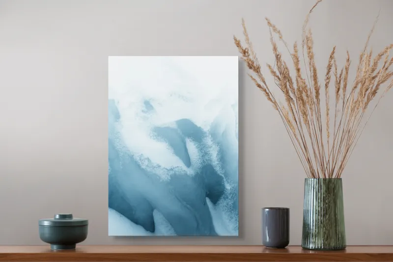 Tablou Canvas, "Vârtej de gheață și zăpadă", Gheață, Albastru, Textură, Rece, Cristal, Natură, Abstract, Frig, Iarnă, 39 x 54 cm – poza 3