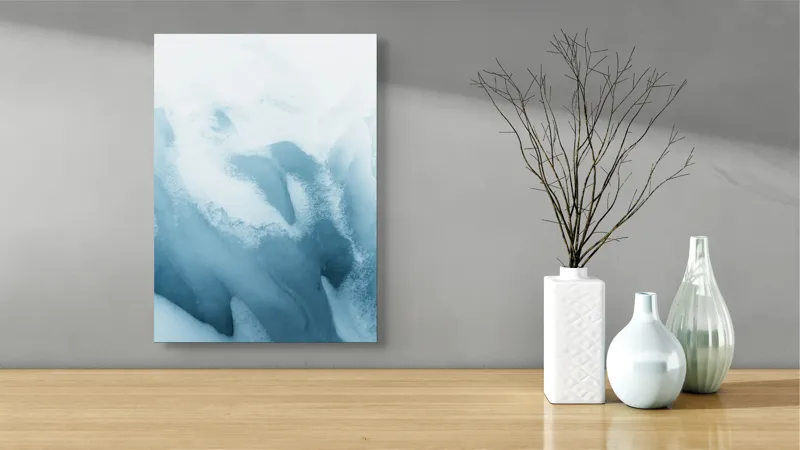 Tablou Canvas, "Vârtej de gheață și zăpadă", Gheață, Albastru, Textură, Rece, Cristal, Natură, Abstract, Frig, Iarnă, 39 x 54 cm – poza 4