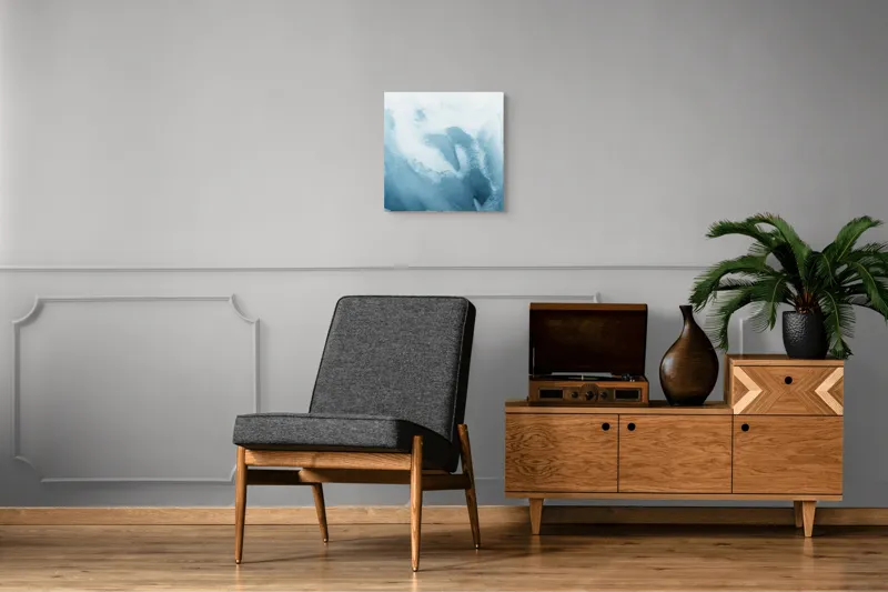 Tablou Canvas, "Vârtej de gheață și zăpadă", Gheață, Albastru, Textură, Rece, Cristal, Natură, Abstract, Frig, Iarnă, 50 x 50 cm – poza 6