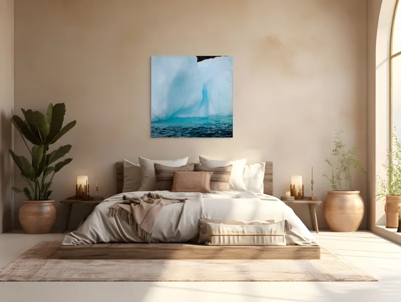 Tablou Canvas, "Gheață albastră în ape reci", Ghețar, Apă, Albastru, Liniște, Rece, Natură, Imensitate, Puritate, Claritate, Frig., 100 x 100 cm – poza 4