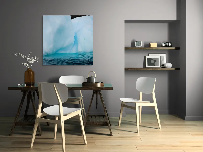 Tablou Canvas, "Gheață albastră în ape reci", Ghețar, Apă, Albastru, Liniște, Rece, Natură, Imensitate, Puritate, Claritate, Frig., 100 x 100 cm – poza 6
