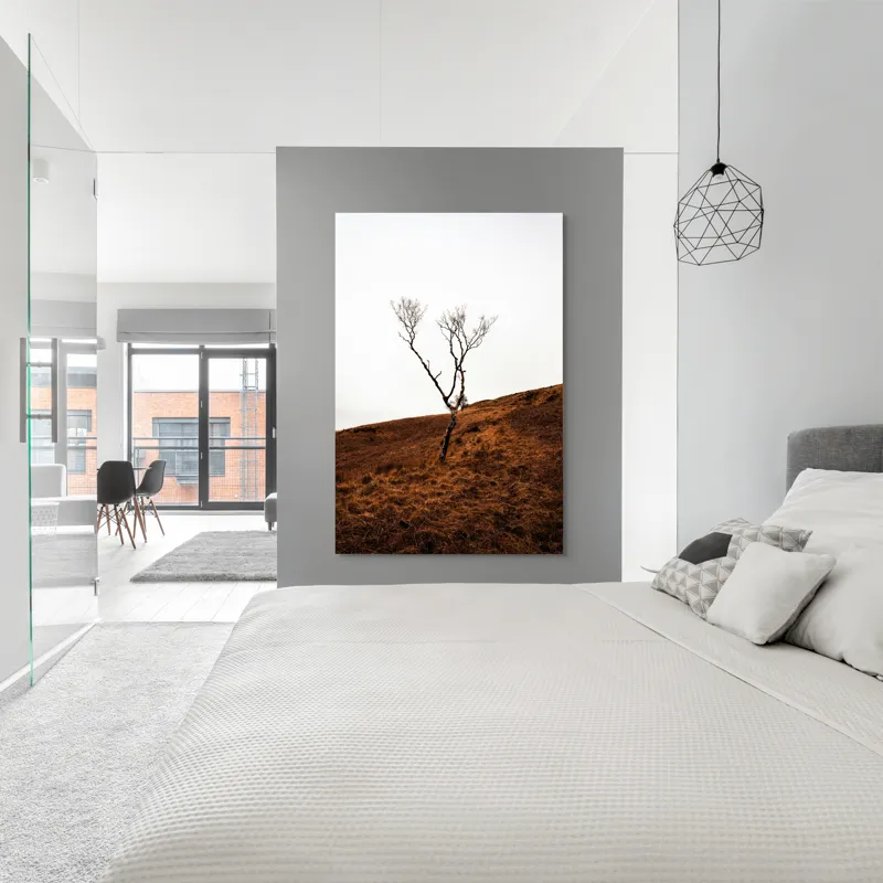 Tablou Canvas, "Arborele solitar pe deal toamna", Copac, Peisaj, Singurătate, Cer, Toamnă, Deal, Natură, Contrast, Melancolie, Siluetă, 100 x 150 cm – poza 5