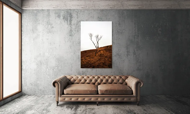 Tablou Canvas, "Arborele solitar pe deal toamna", Copac, Peisaj, Singurătate, Cer, Toamnă, Deal, Natură, Contrast, Melancolie, Siluetă, 100 x 150 cm – poza 6