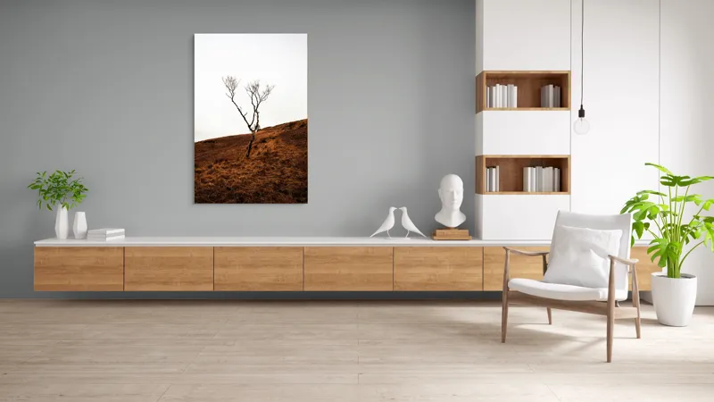 Tablou Canvas, "Arborele solitar pe deal toamna", Copac, Peisaj, Singurătate, Cer, Toamnă, Deal, Natură, Contrast, Melancolie, Siluetă, 100 x 150 cm – poza 8
