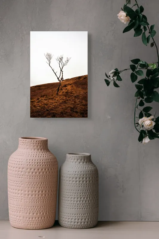 Tablou Canvas, "Arborele solitar pe deal toamna", Copac, Peisaj, Singurătate, Cer, Toamnă, Deal, Natură, Contrast, Melancolie, Siluetă, 26 x 39 cm – poza 6
