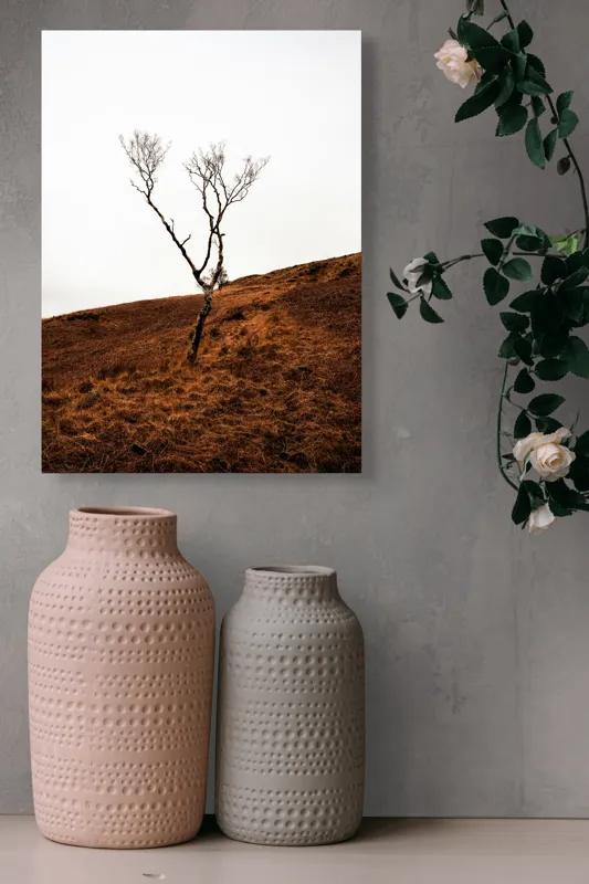 Tablou Canvas, "Arborele solitar pe deal toamna", Copac, Peisaj, Singurătate, Cer, Toamnă, Deal, Natură, Contrast, Melancolie, Siluetă, 39 x 54 cm – poza 6