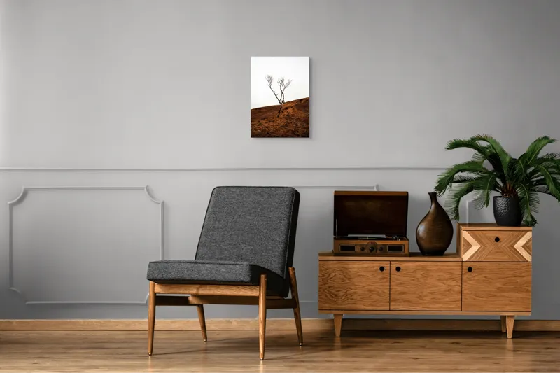 Tablou Canvas, "Arborele solitar pe deal toamna", Copac, Peisaj, Singurătate, Cer, Toamnă, Deal, Natură, Contrast, Melancolie, Siluetă, 39 x 54 cm – poza 8