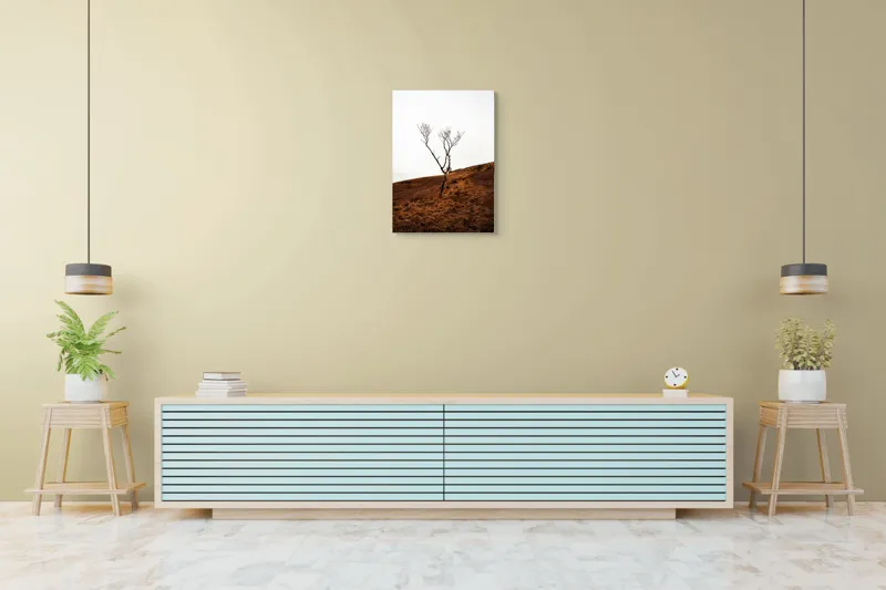 Tablou Canvas, "Arborele solitar pe deal toamna", Copac, Peisaj, Singurătate, Cer, Toamnă, Deal, Natură, Contrast, Melancolie, Siluetă, 50 x 70 cm – poza 6