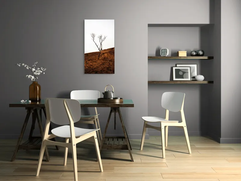 Tablou Canvas, "Arborele solitar pe deal toamna", Copac, Peisaj, Singurătate, Cer, Toamnă, Deal, Natură, Contrast, Melancolie, Siluetă, 50 x 90 cm – poza 4