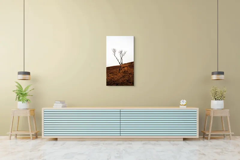 Tablou Canvas, "Arborele solitar pe deal toamna", Copac, Peisaj, Singurătate, Cer, Toamnă, Deal, Natură, Contrast, Melancolie, Siluetă, 50 x 90 cm – poza 6