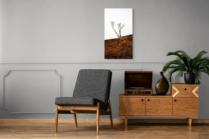 Tablou Canvas, "Arborele solitar pe deal toamna", Copac, Peisaj, Singurătate, Cer, Toamnă, Deal, Natură, Contrast, Melancolie, Siluetă, 50 x 90 cm – poza 8