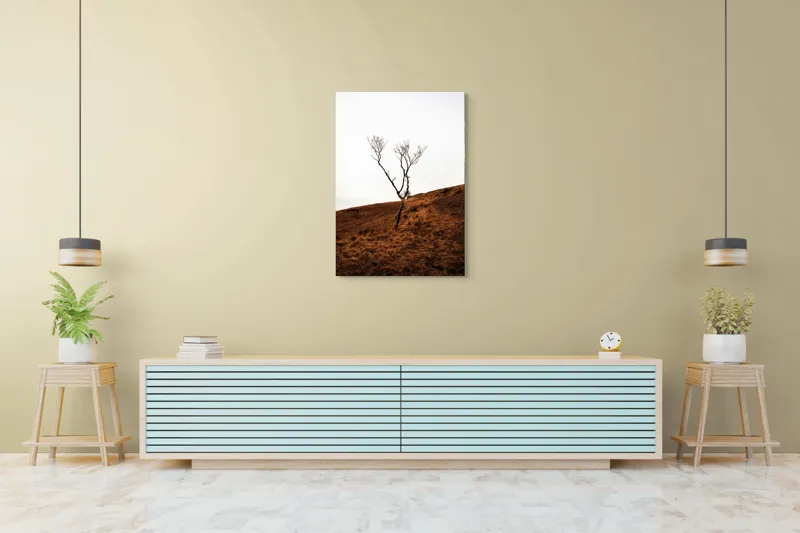 Tablou Canvas, "Arborele solitar pe deal toamna", Copac, Peisaj, Singurătate, Cer, Toamnă, Deal, Natură, Contrast, Melancolie, Siluetă, 70 x 100 cm – poza 5