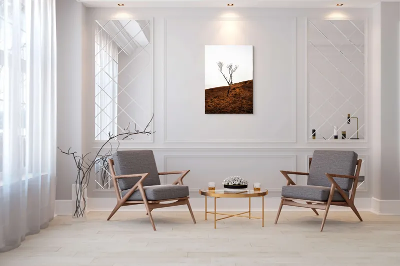Tablou Canvas, "Arborele solitar pe deal toamna", Copac, Peisaj, Singurătate, Cer, Toamnă, Deal, Natură, Contrast, Melancolie, Siluetă, 70 x 100 cm – poza 8