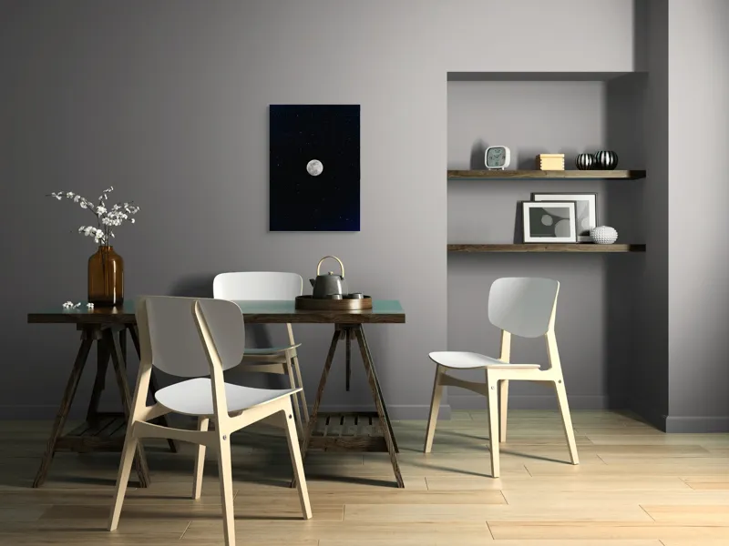 Tablou Canvas, "Luna plină într-un cer înstelat", Lună, Stele, Noapte, Călătorie, Lumină, Mister, Serenitate, Univers, Infinite, Tăcere, 50 x 70 cm – poza 5