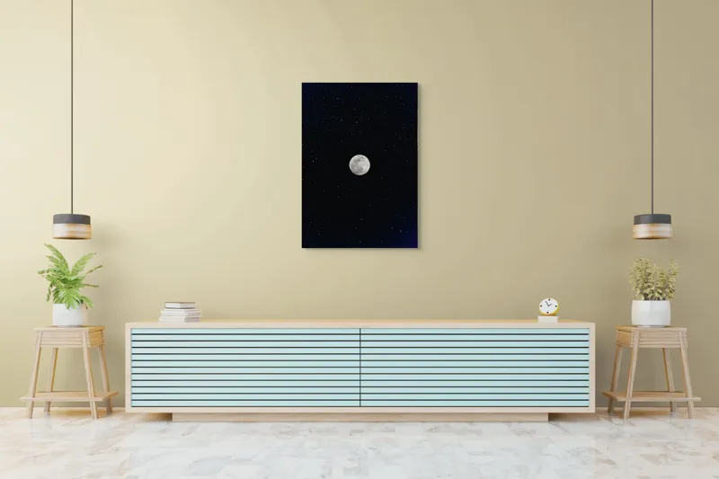 Tablou Canvas, "Luna plină într-un cer înstelat", Lună, Stele, Noapte, Călătorie, Lumină, Mister, Serenitate, Univers, Infinite, Tăcere, 70 x 100 cm – poza 5