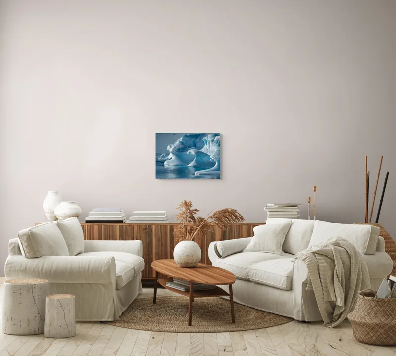 Tablou Canvas, "Dansul senin al ghețarului albastru", Gheață, Albastru, Sculptat, Apă, Frig, Natură, Liniște, Polar., 54 x 39 cm – poza 5
