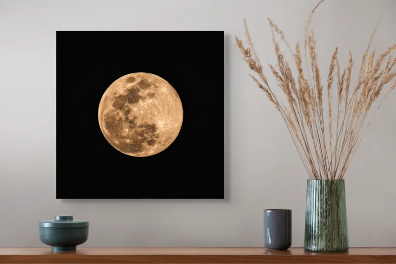 Tablou Canvas, "Luna plină strălucind în noapte", Lună, Noapte, Strălucire, Mister, Pustietate, Cratere, Lumină, Cerc, Cer, 50 x 50 cm – poza 4