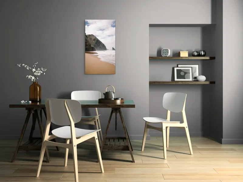 Tablou Canvas, "Marea și stâncile învăluite de ceață", Norii, Pietre, Viata, Valuri, Plaja, Ocean, Cer, Frumusete, Liniste, Relaxare, 50 x 90 cm – poza 4