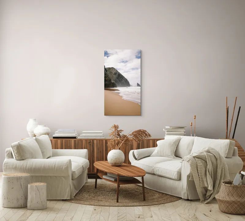 Tablou Canvas, "Marea și stâncile învăluite de ceață", Norii, Pietre, Viata, Valuri, Plaja, Ocean, Cer, Frumusete, Liniste, Relaxare, 50 x 90 cm – poza 7