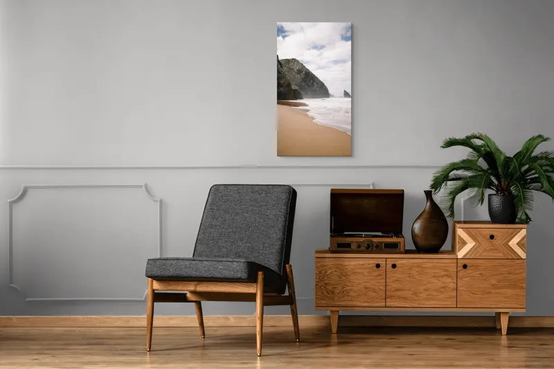 Tablou Canvas, "Marea și stâncile învăluite de ceață", Norii, Pietre, Viata, Valuri, Plaja, Ocean, Cer, Frumusete, Liniste, Relaxare, 50 x 90 cm – poza 8