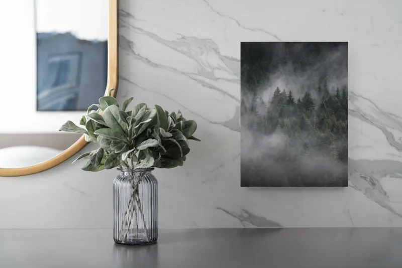 Tablou Canvas, "Misterul pădurii învăluite în ceață", Ceață, Pădure, Mister, Liniște, Verdeață, Frumusețe, Tainic, Natură, Umede, Seninătate, 26 x 39 cm – poza 4