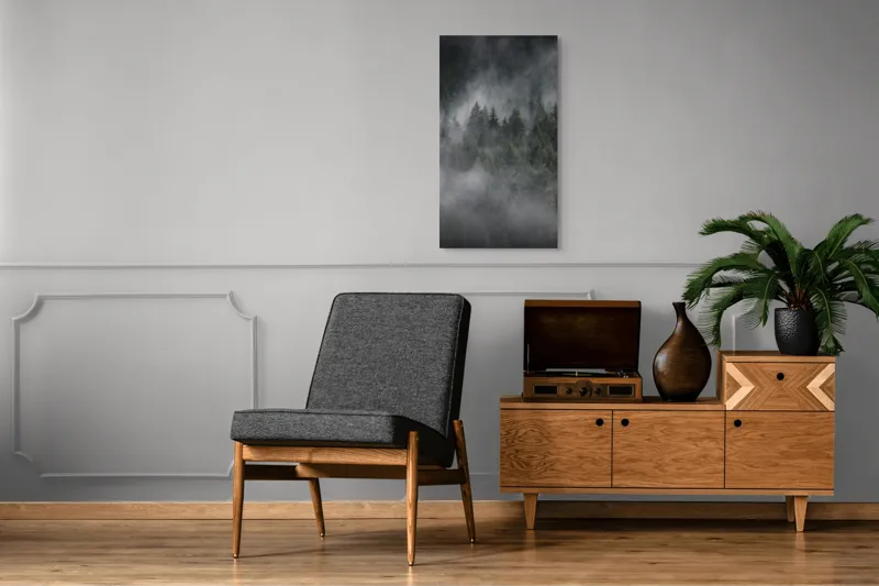 Tablou Canvas, "Misterul pădurii învăluite în ceață", Ceață, Pădure, Mister, Liniște, Verdeață, Frumusețe, Tainic, Natură, Umede, Seninătate, 50 x 90 cm – poza 8