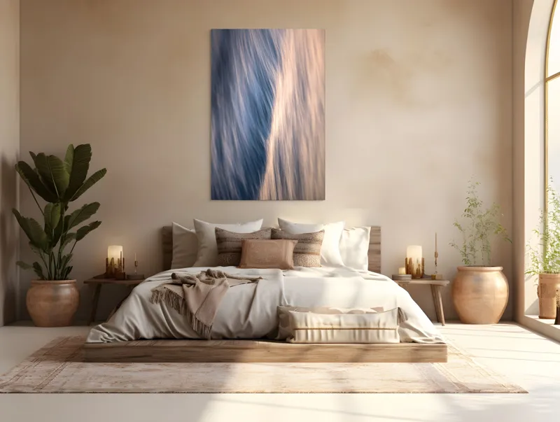 Tablou Canvas, "Fluxul timpului nesfârșit al apei", Albastru, Mișcare, Abstracție, Textură, Lumină, Fluiditate, Suavitate, Unduire, Reflexie, Contrast, 100 x 150 cm – poza 3