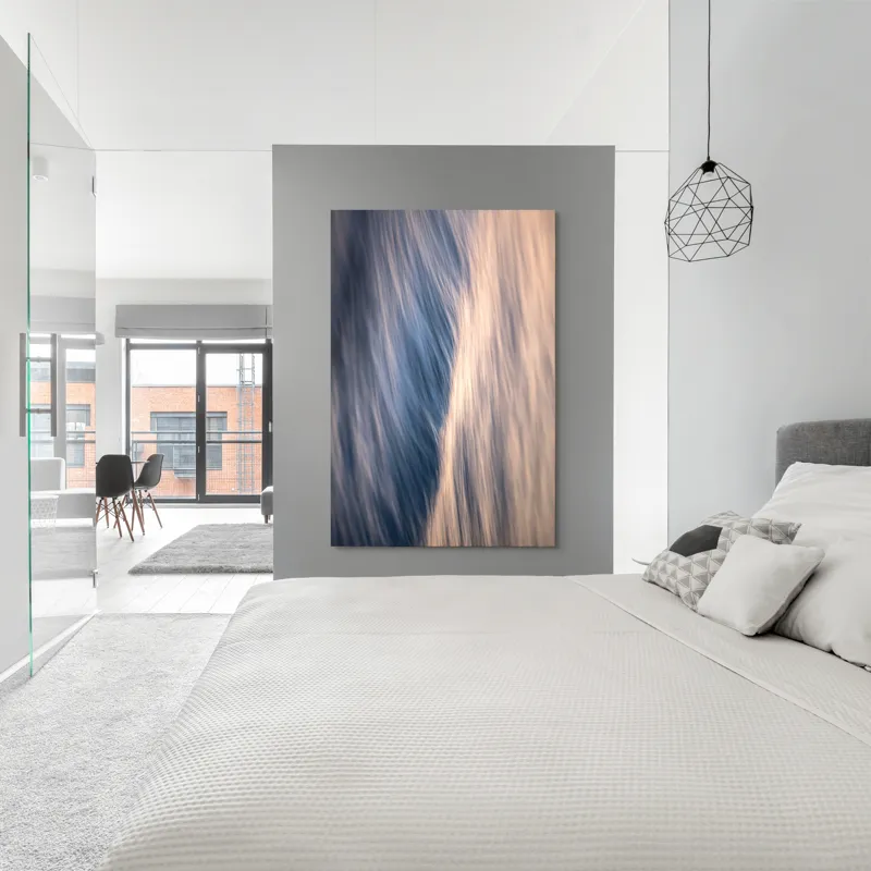 Tablou Canvas, "Fluxul timpului nesfârșit al apei", Albastru, Mișcare, Abstracție, Textură, Lumină, Fluiditate, Suavitate, Unduire, Reflexie, Contrast, 100 x 150 cm – poza 5