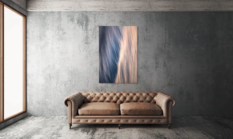 Tablou Canvas, "Fluxul timpului nesfârșit al apei", Albastru, Mișcare, Abstracție, Textură, Lumină, Fluiditate, Suavitate, Unduire, Reflexie, Contrast, 100 x 150 cm – poza 6