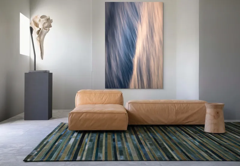 Tablou Canvas, "Fluxul timpului nesfârșit al apei", Albastru, Mișcare, Abstracție, Textură, Lumină, Fluiditate, Suavitate, Unduire, Reflexie, Contrast, 100 x 150 cm – poza 7