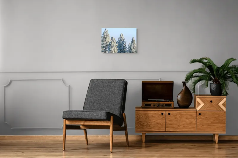 Tablou Canvas, "Brazi învelişi în zăpadă strălucitoare", Iarnă, Brazi, Zăpadă, Cer, Natură, 54 x 39 cm – poza 7