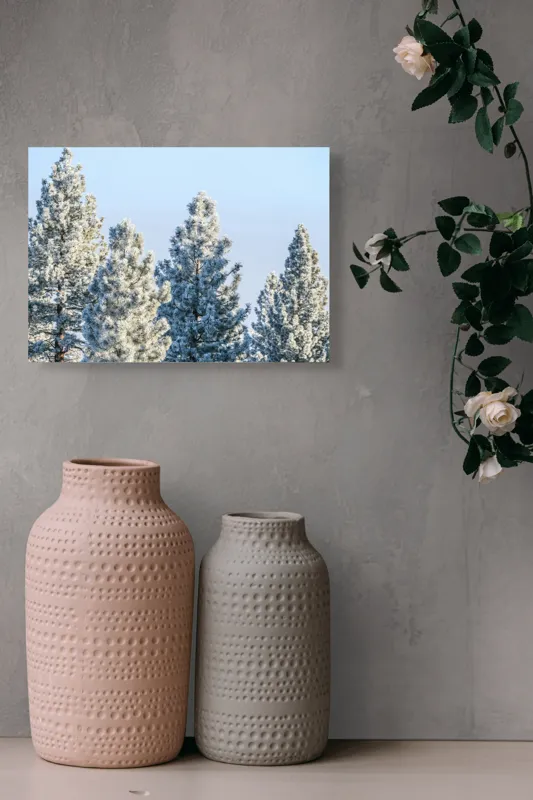 Tablou Canvas, "Brazi învelişi în zăpadă strălucitoare", Iarnă, Brazi, Zăpadă, Cer, Natură, 54 x 39 cm – poza 8