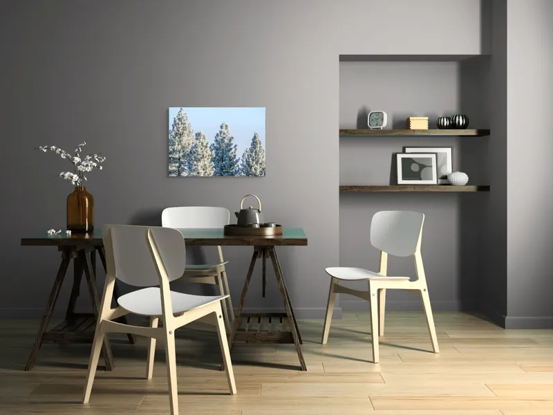 Tablou Canvas, "Brazi învelişi în zăpadă strălucitoare", Iarnă, Brazi, Zăpadă, Cer, Natură, 70 x 50 cm – poza 5