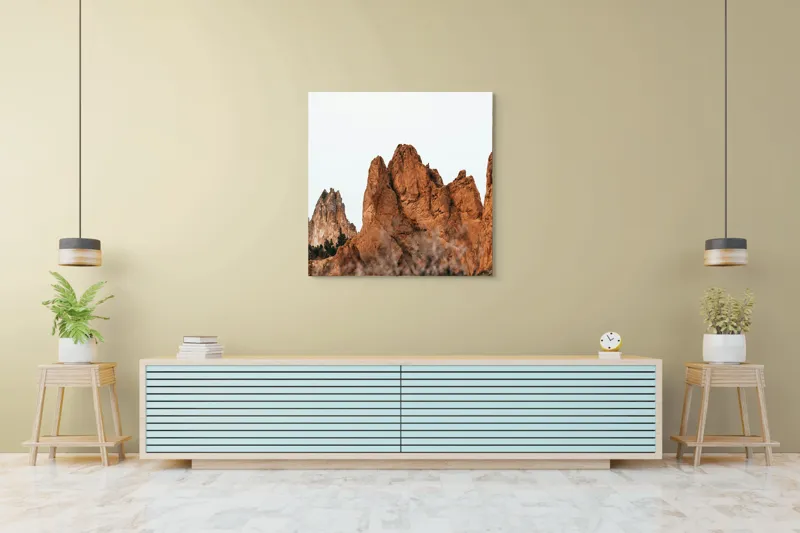 Tablou Canvas, "Stâncile arse în lumina apusului", Pietre, Creste, Roci, Natura, Peisaj, 100 x 100 cm – poza 5