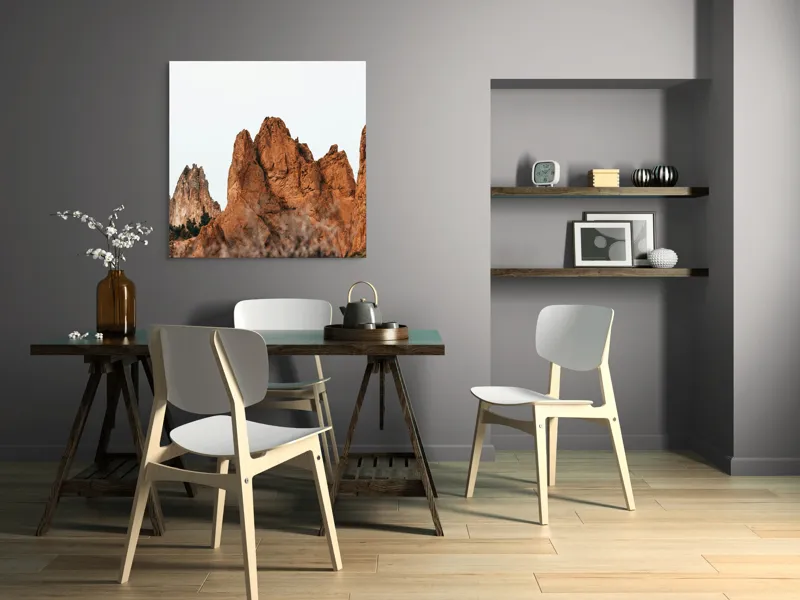 Tablou Canvas, "Stâncile arse în lumina apusului", Pietre, Creste, Roci, Natura, Peisaj, 100 x 100 cm – poza 6