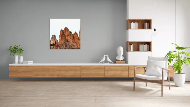 Tablou Canvas, "Stâncile arse în lumina apusului", Pietre, Creste, Roci, Natura, Peisaj, 100 x 100 cm – poza 8