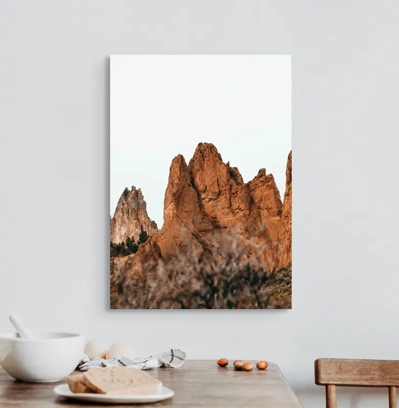 Tablou Canvas, "Stâncile arse în lumina apusului", Pietre, Creste, Roci, Natura, Peisaj, 50 x 70 cm – poza 3