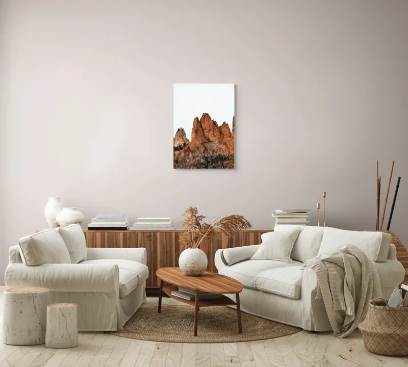 Tablou Canvas, "Stâncile arse în lumina apusului", Pietre, Creste, Roci, Natura, Peisaj, 50 x 70 cm – poza 4