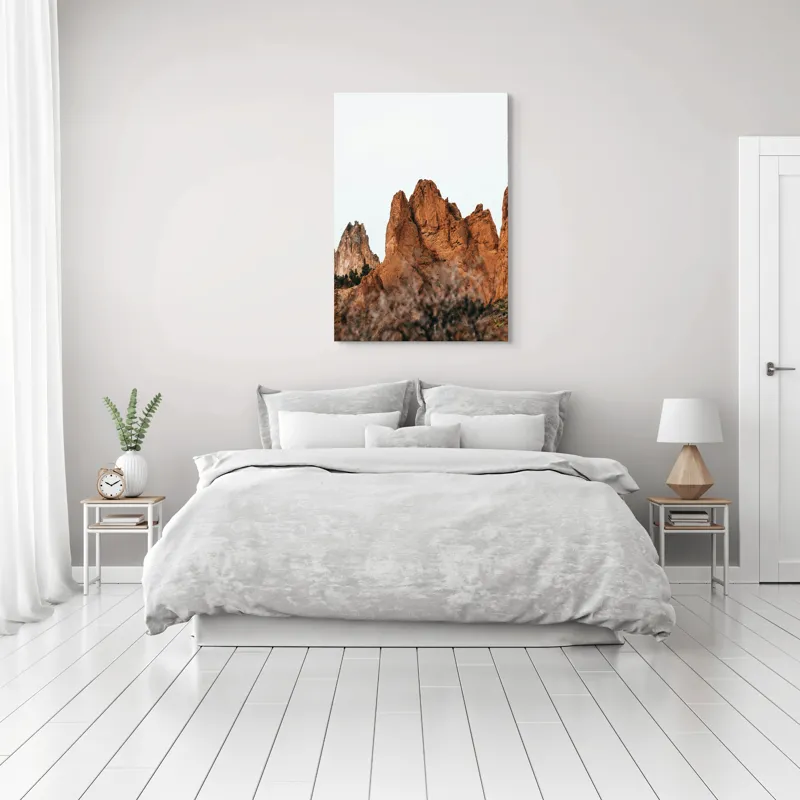 Tablou Canvas, "Stâncile arse în lumina apusului", Pietre, Creste, Roci, Natura, Peisaj, 70 x 100 cm – poza 3