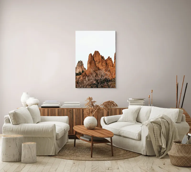Tablou Canvas, "Stâncile arse în lumina apusului", Pietre, Creste, Roci, Natura, Peisaj, 70 x 100 cm – poza 4