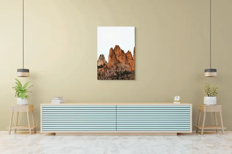 Tablou Canvas, "Stâncile arse în lumina apusului", Pietre, Creste, Roci, Natura, Peisaj, 70 x 100 cm – poza 5