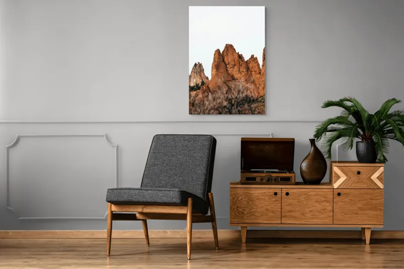 Tablou Canvas, "Stâncile arse în lumina apusului", Pietre, Creste, Roci, Natura, Peisaj, 70 x 100 cm – poza 6