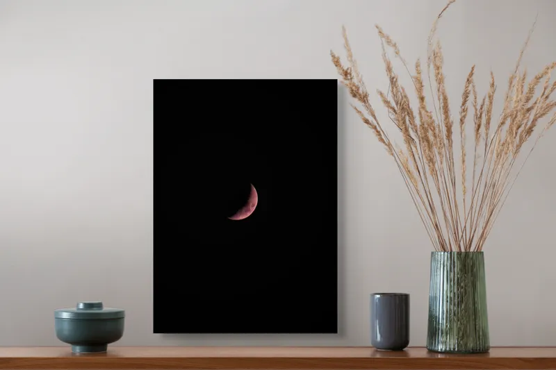 Tablou Canvas, "Misterul lunii sângerii în noapte", Lună, Umbre, Noapte, Mister, Cer, Astronomie, 39 x 54 cm – poza 3