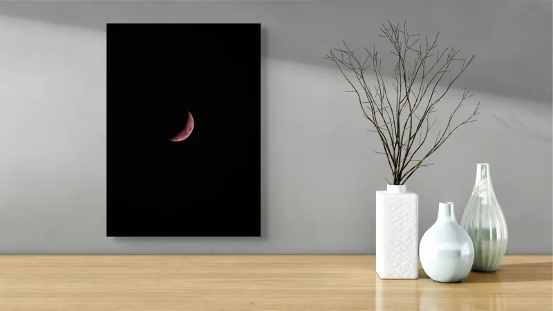 Tablou Canvas, "Misterul lunii sângerii în noapte", Lună, Umbre, Noapte, Mister, Cer, Astronomie, 39 x 54 cm – poza 4