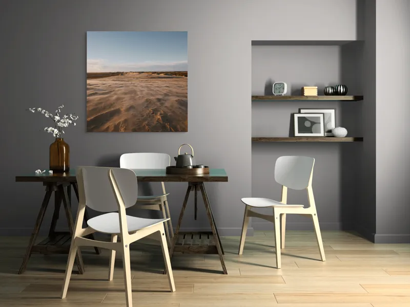 Tablou Canvas, "Dunele de nisip sub cer senin", Deșert, Dune, Vânt, Cer, Apus, Liniște, Infinit, Nisip, 100 x 100 cm – poza 6