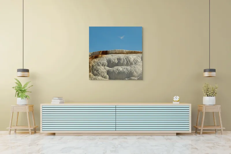 Tablou Canvas, "Terase calcaroase sub cer senin", Roci, Terase, Albe, Naturale, Peisaj, Geologie, Cer, Mineralizare, Straturi, Texturi, 100 x 100 cm – poza 5