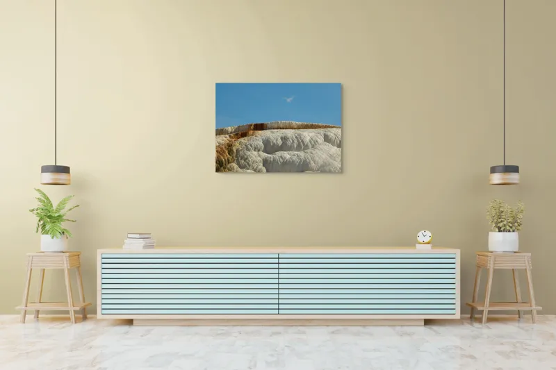 Tablou Canvas, "Terase calcaroase sub cer senin", Roci, Terase, Albe, Naturale, Peisaj, Geologie, Cer, Mineralizare, Straturi, Texturi, 100 x 70 cm – poza 4