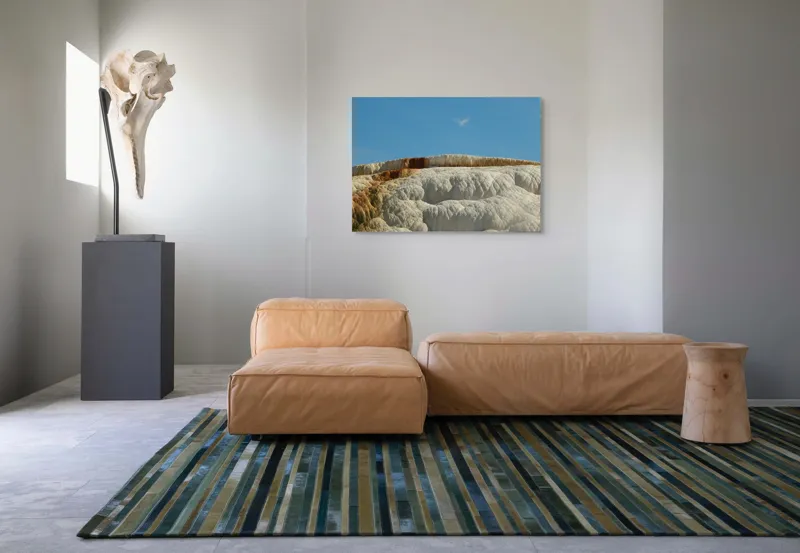 Tablou Canvas, "Terase calcaroase sub cer senin", Roci, Terase, Albe, Naturale, Peisaj, Geologie, Cer, Mineralizare, Straturi, Texturi, 100 x 70 cm – poza 7