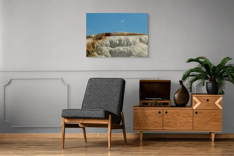 Tablou Canvas, "Terase calcaroase sub cer senin", Roci, Terase, Albe, Naturale, Peisaj, Geologie, Cer, Mineralizare, Straturi, Texturi, 100 x 70 cm – poza 8