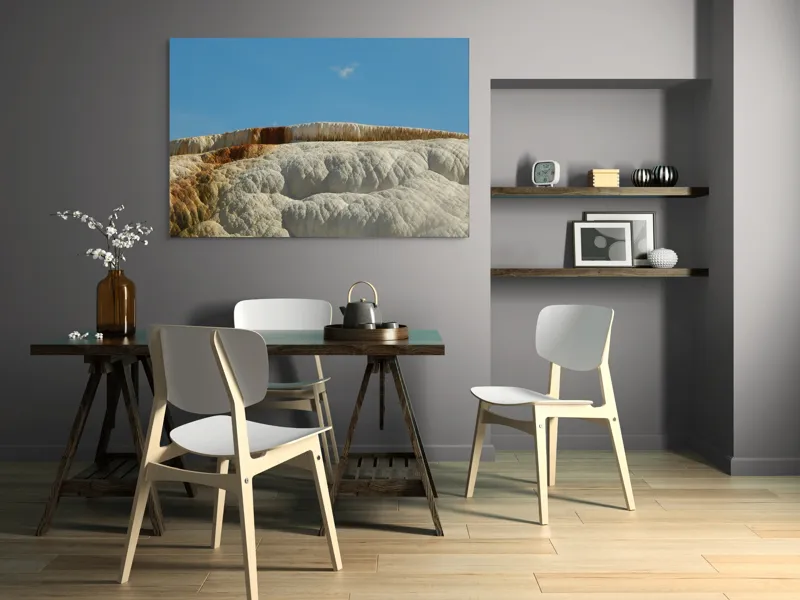 Tablou Canvas, "Terase calcaroase sub cer senin", Roci, Terase, Albe, Naturale, Peisaj, Geologie, Cer, Mineralizare, Straturi, Texturi, 150 x 100 cm – poza 5